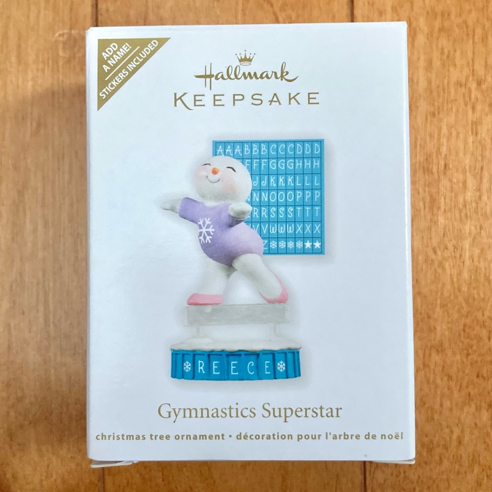 NIB Hallmark Keepsake Gymnastics Superstar Personalize Ornament